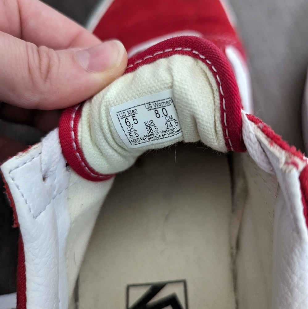 Vans Old Skool Skate Red Sneakers Size 8 - Picture 3 of 5